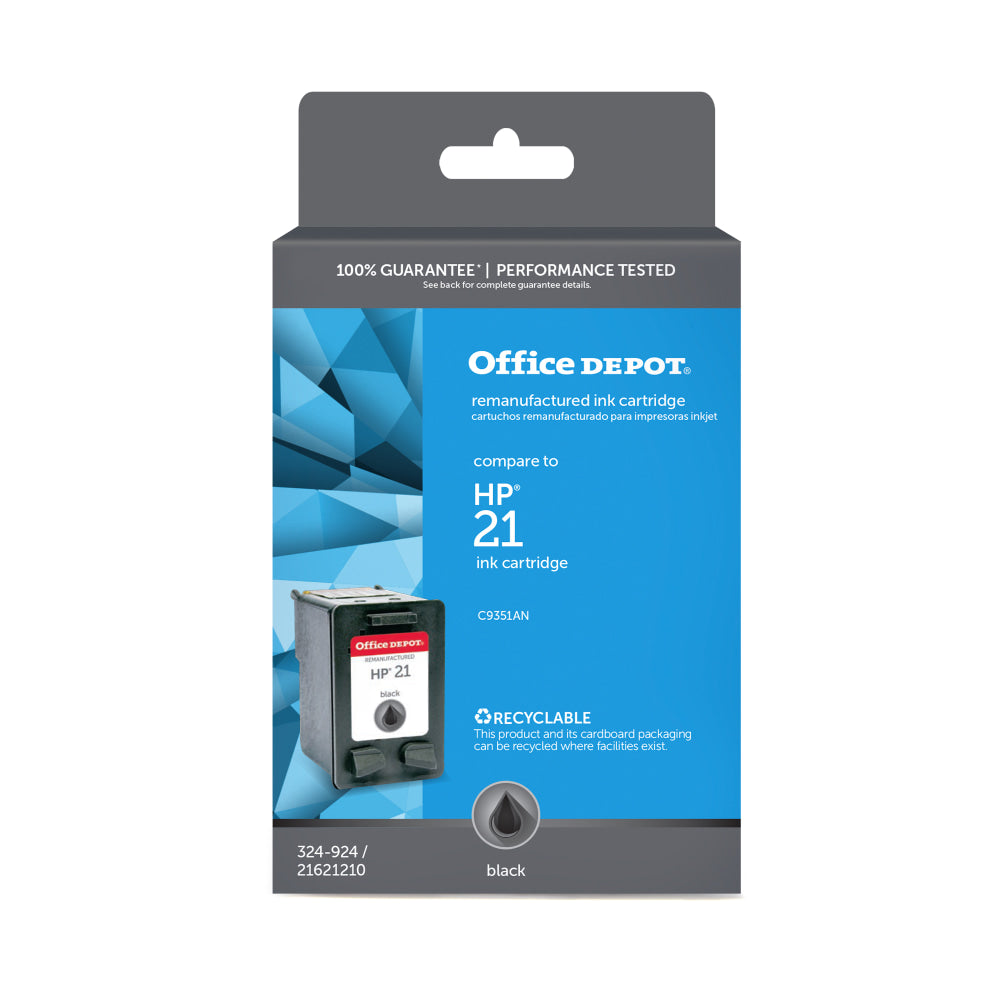 Office Depot Brand Remanufactured Black Ink Cartridge Replacement For HP 21, 221