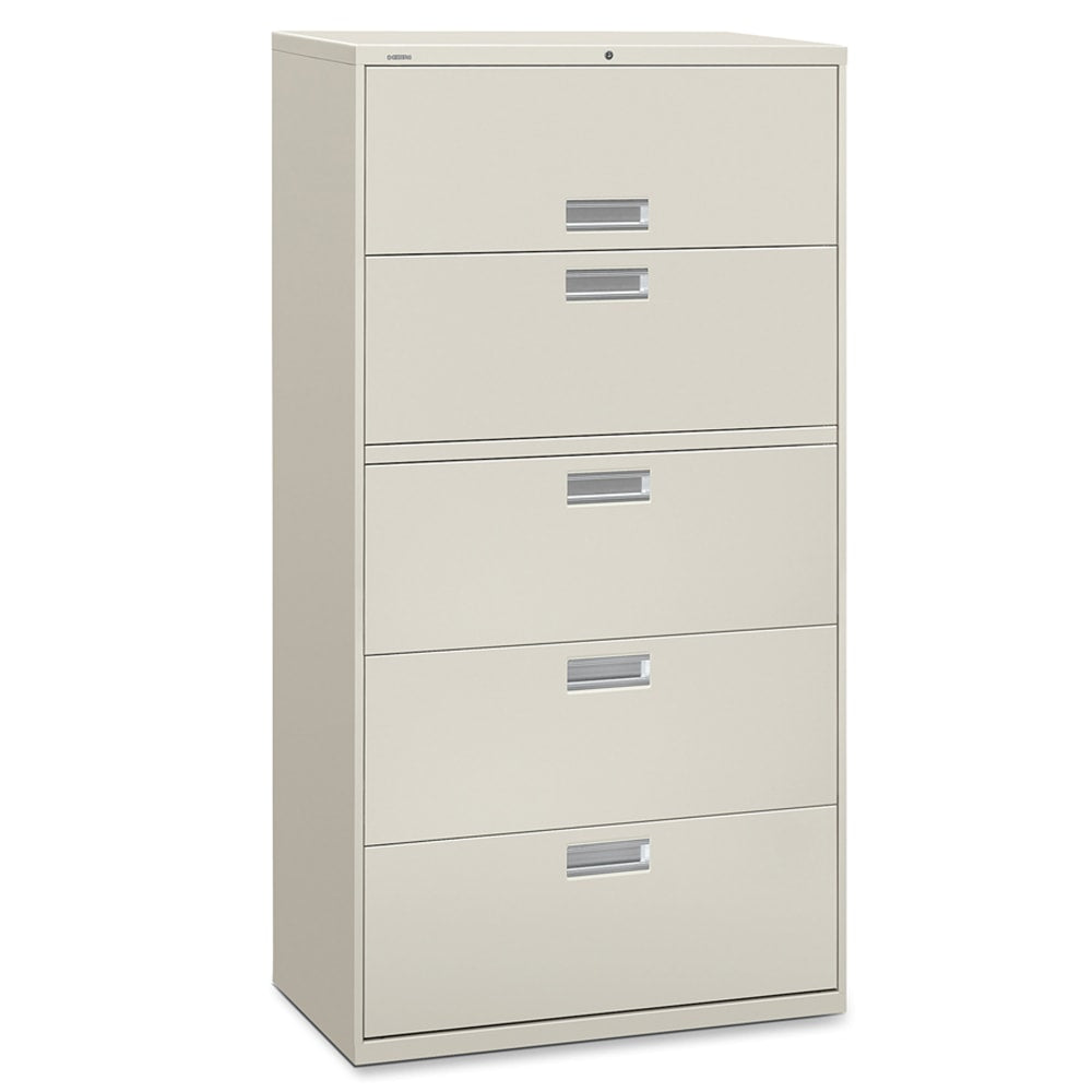 HON Brigade 600 36inW x 18inD Lateral 5-Drawer File Cabinet, Light Gray