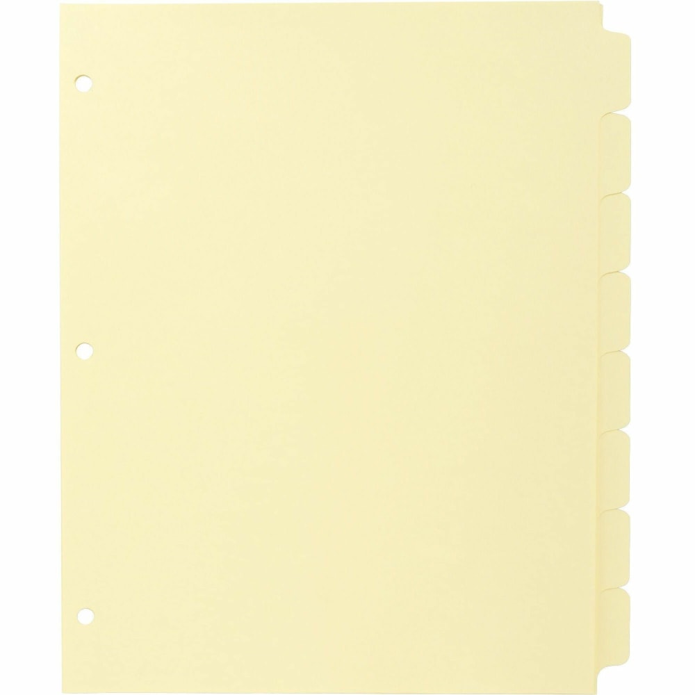 Business Source Mylar-reinforced Plain Tab Indexes - 8 Write-on Tab(s) - 8.5in Divider Width x 11in Divider Length - Letter - 3 Hole Punched - Canary Tab(s) - Hole-punched, Mylar Reinforced Edge - 24 / Box