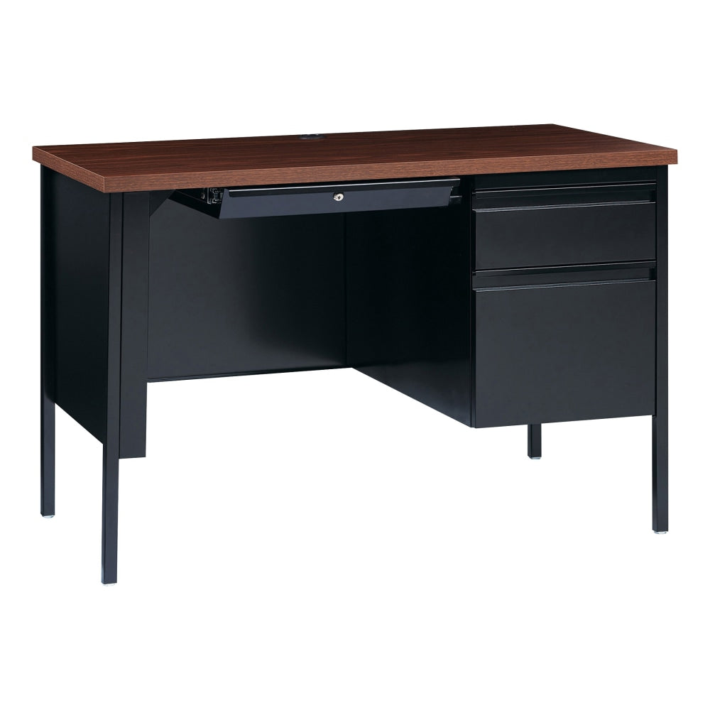 Lorell Fortress 46inW Right-Pedestal Computer Desk, Black/Walnut