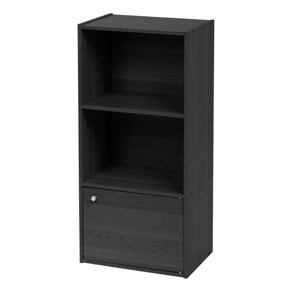 IRIS 35inH 3-Tier Storage-Shelf With Door, Black