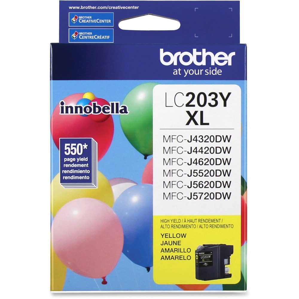 Brother LC203 Yellow High-Yield Ink Cartridge, LC203Y