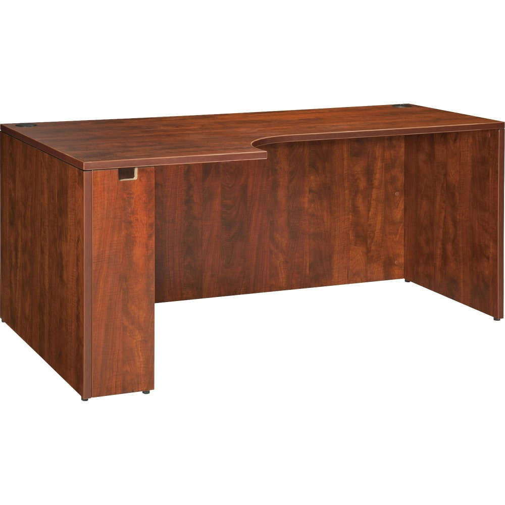 Lorell Essentials 66inW Corner Computer Desk Credenza, Left, Cherry