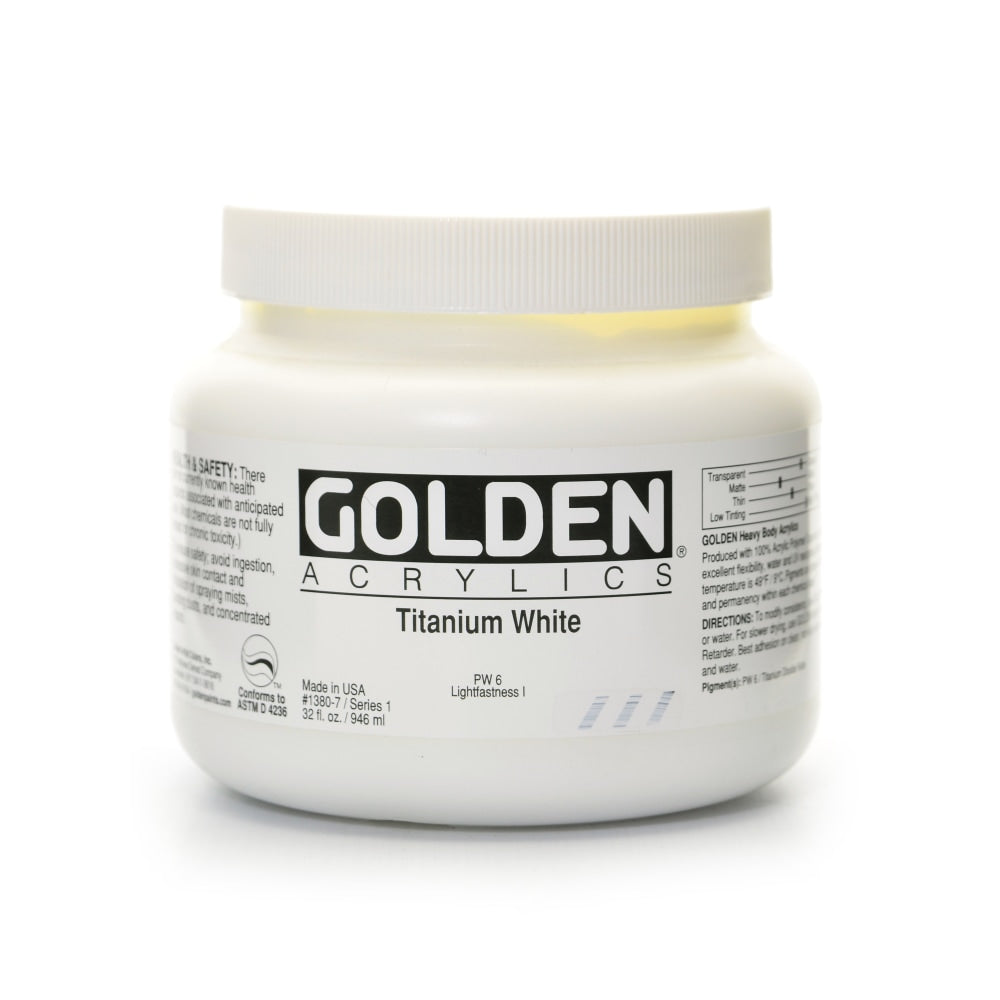 Golden Heavy Body Acrylic Paint, 32 Oz, Titanium White