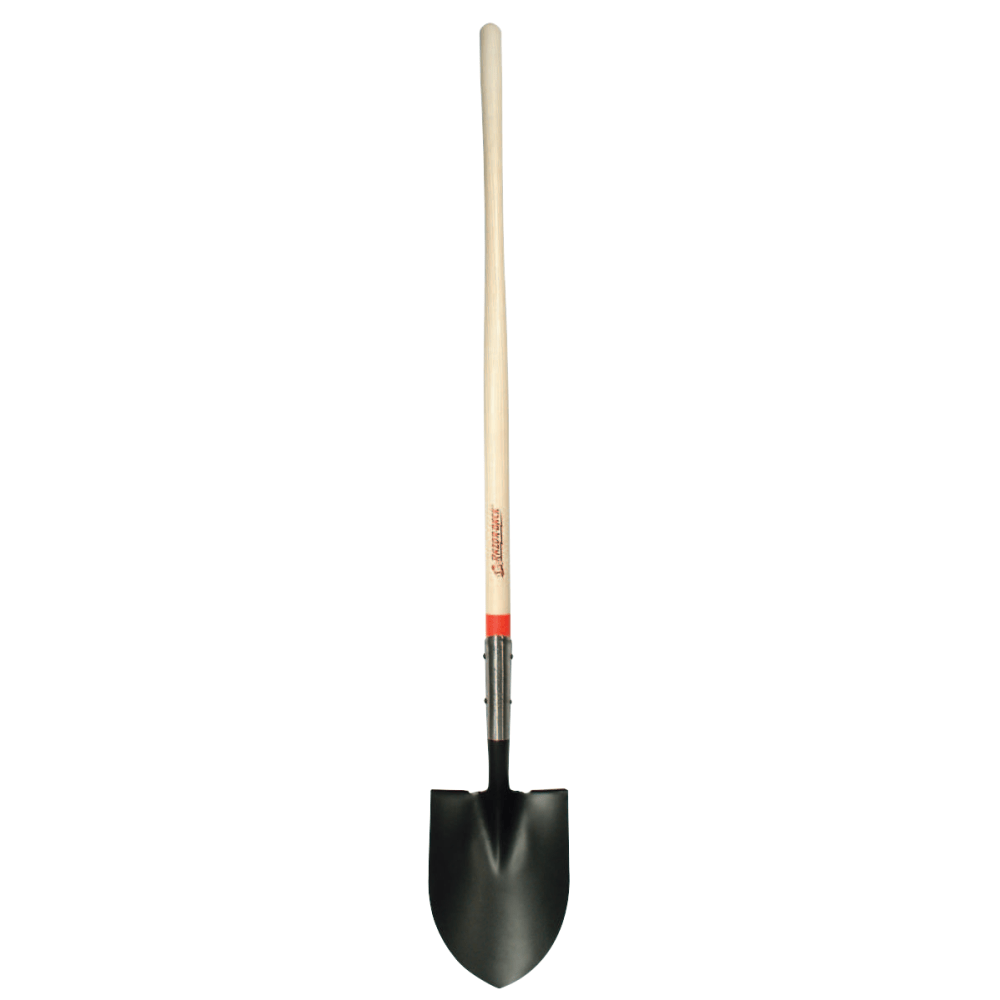 Round Point Shovel, 12 in L x 8.75 in W Blade, #2, 48 in L North American Hardwood Straight Handle