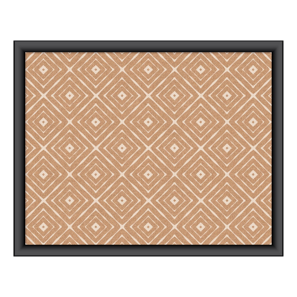 U Brands Fashion Cork Bulletin Board, 20in x 16in, Black Wood Frame