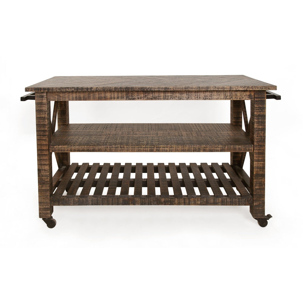 Coast to Coast Jamison Rustic Castered Cart, 34inH x 51inW x 21inD, Celebrity Distressed Brown