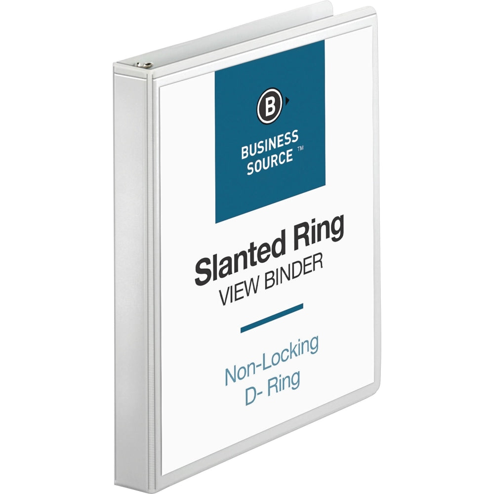 Business Source Basic D-Ring White View Binders, 1in Ring, 8 1/2in x 11in, White