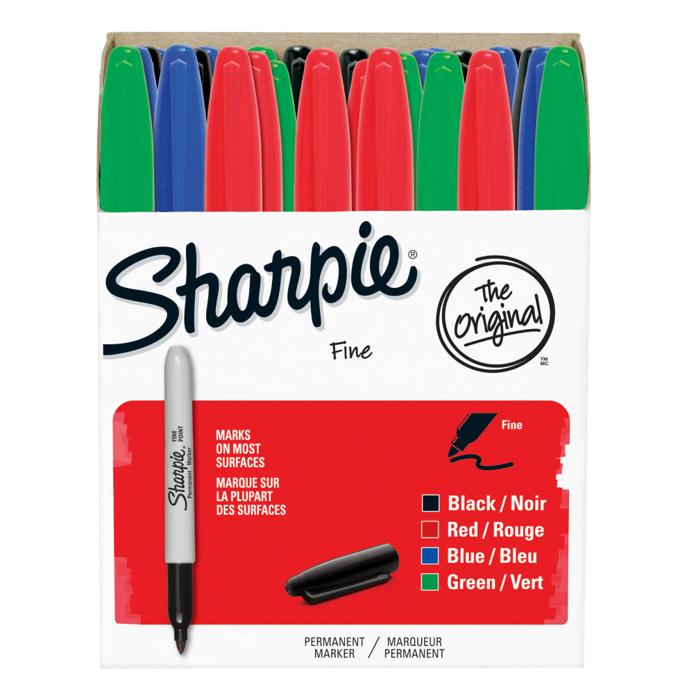 Sharpie Permanent Fine-Point Markers, Assorted Colors, Pack Of 36