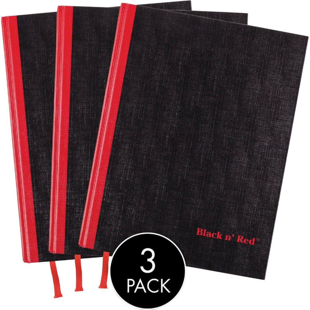 Black n Red Casebound Hardcover Notebooks, 12in x 8 1/2in, Black/Red, Pack Of 3