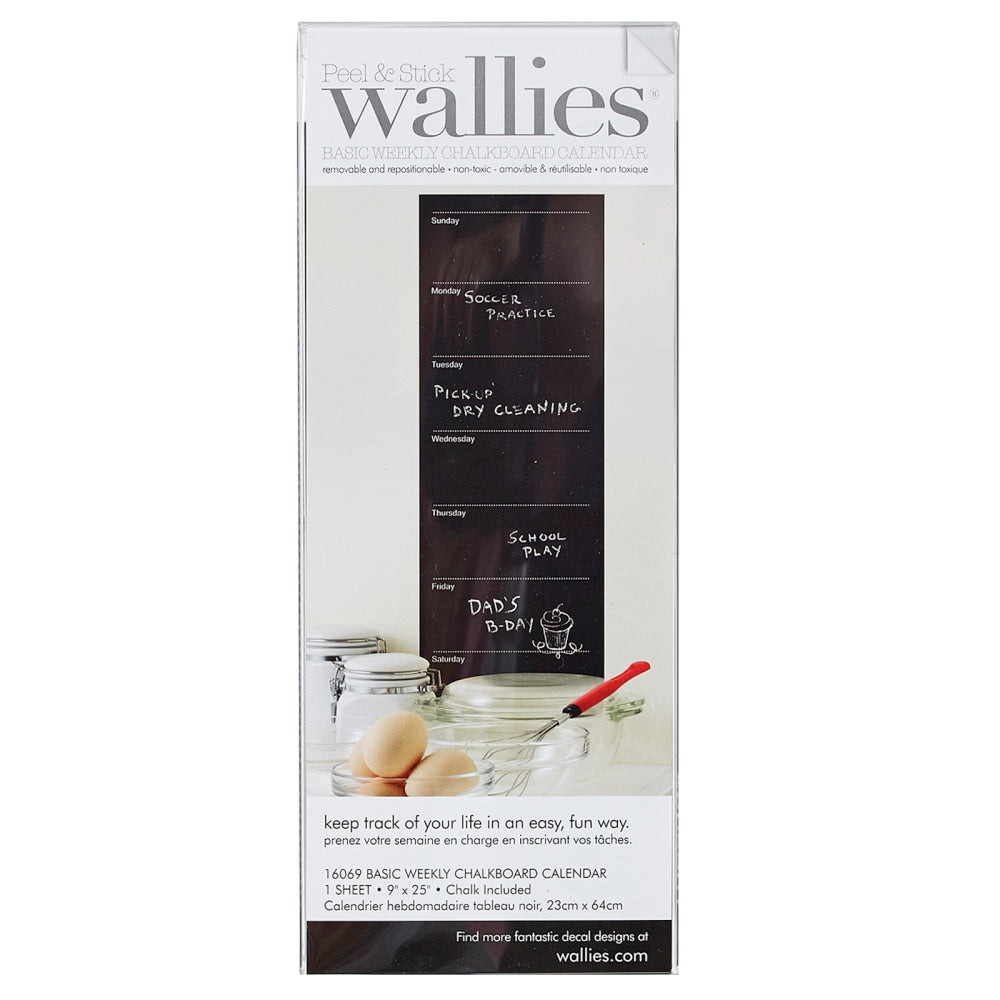 Wallies Basic Weekly Chalk Calendars, 9in x 25in, Black, Pack Of 2 Calendars