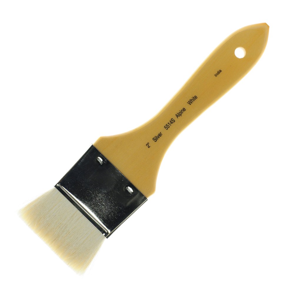 Silver Brush Series 5514S Alpine Paint Brush, 2in, Wash Bristle, Goat Hair, Yellow