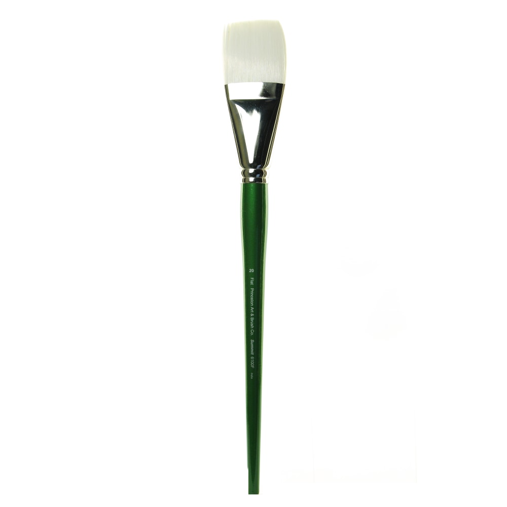 Princeton Synthetic Bristle Oil And Acrylic Paint Brush 6100, Size 20, Flat Bristle, Synthetic, Green