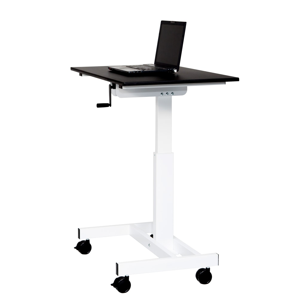 Luxor Single Column 40inW Crank Adjustable-Height Standing Desk, Black/Silver