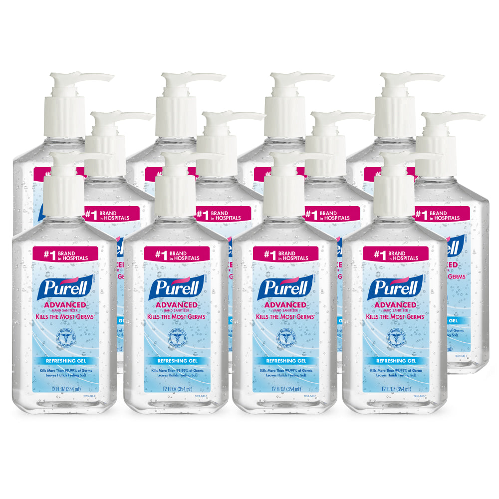 Purell Instant Hand Sanitizer, 12 Oz. Pump Bottles, Case Of 12