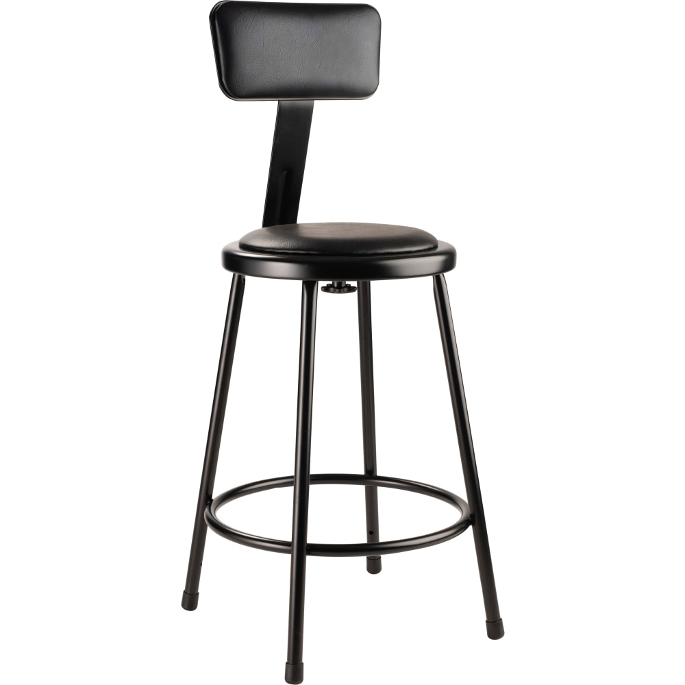 National Public Seating 6400 Vinyl Task Stool, With Backrest, 37in- 39inH, Black