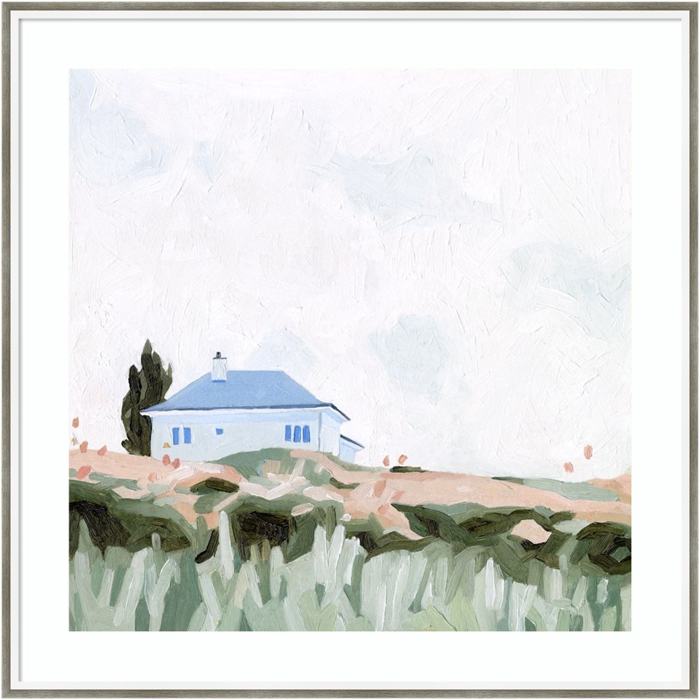 Amanti Art House on a Hill II by Emma Scarvey Wood Framed Wall Art Print, 33inH x 33inW, White