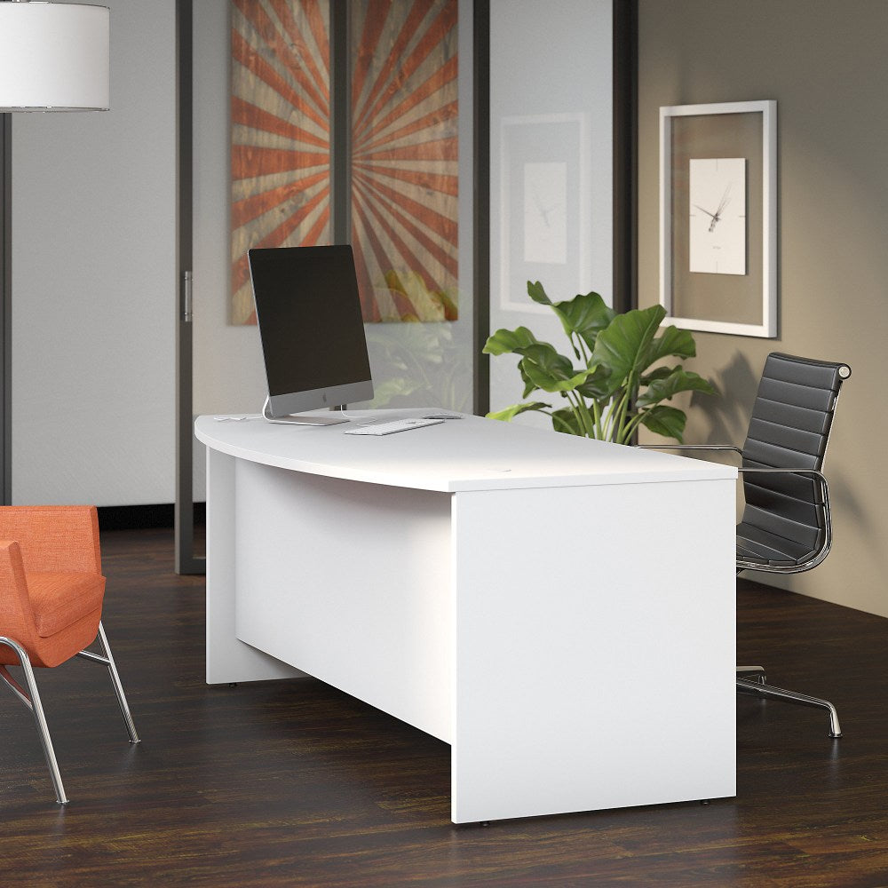 Bush Business Furniture Studio C 72inW Bow-Front Computer Desk, White, Standard Delivery