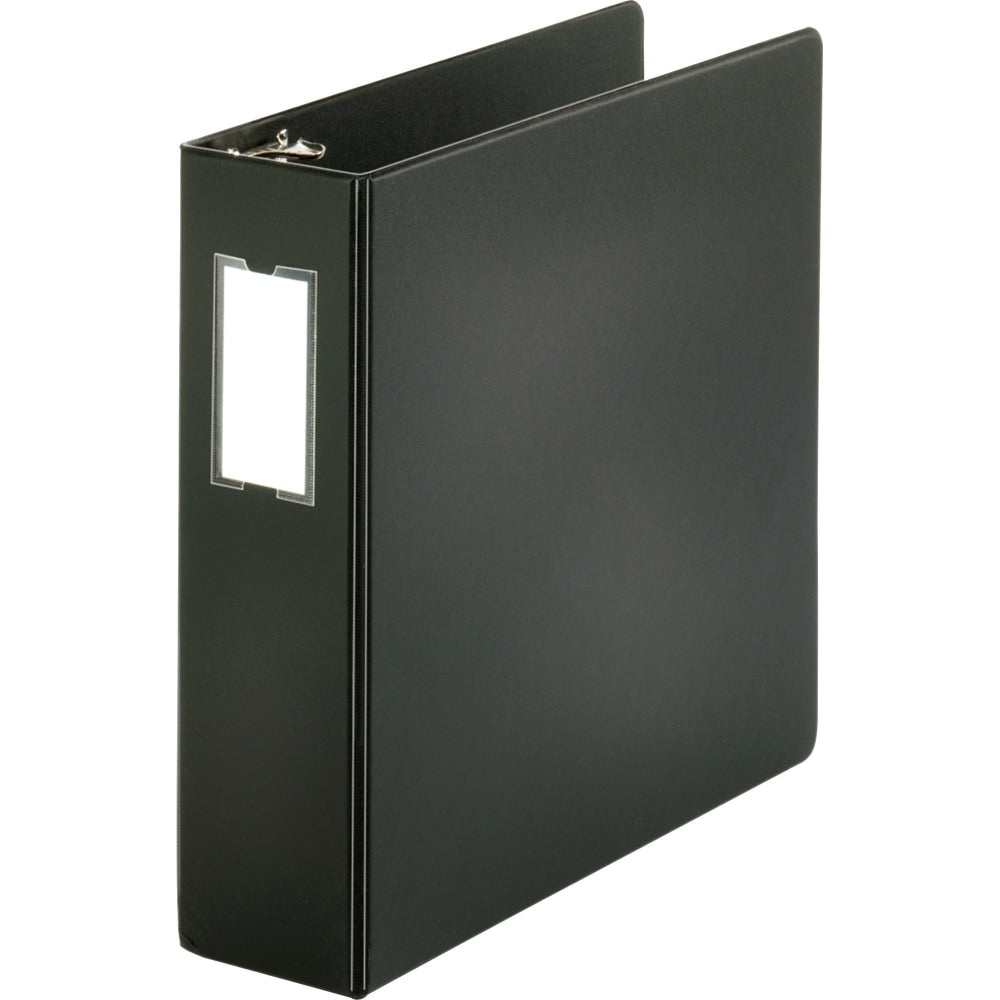 Business Source Basic 3-Ring Binder, 3in Round Rings, Black