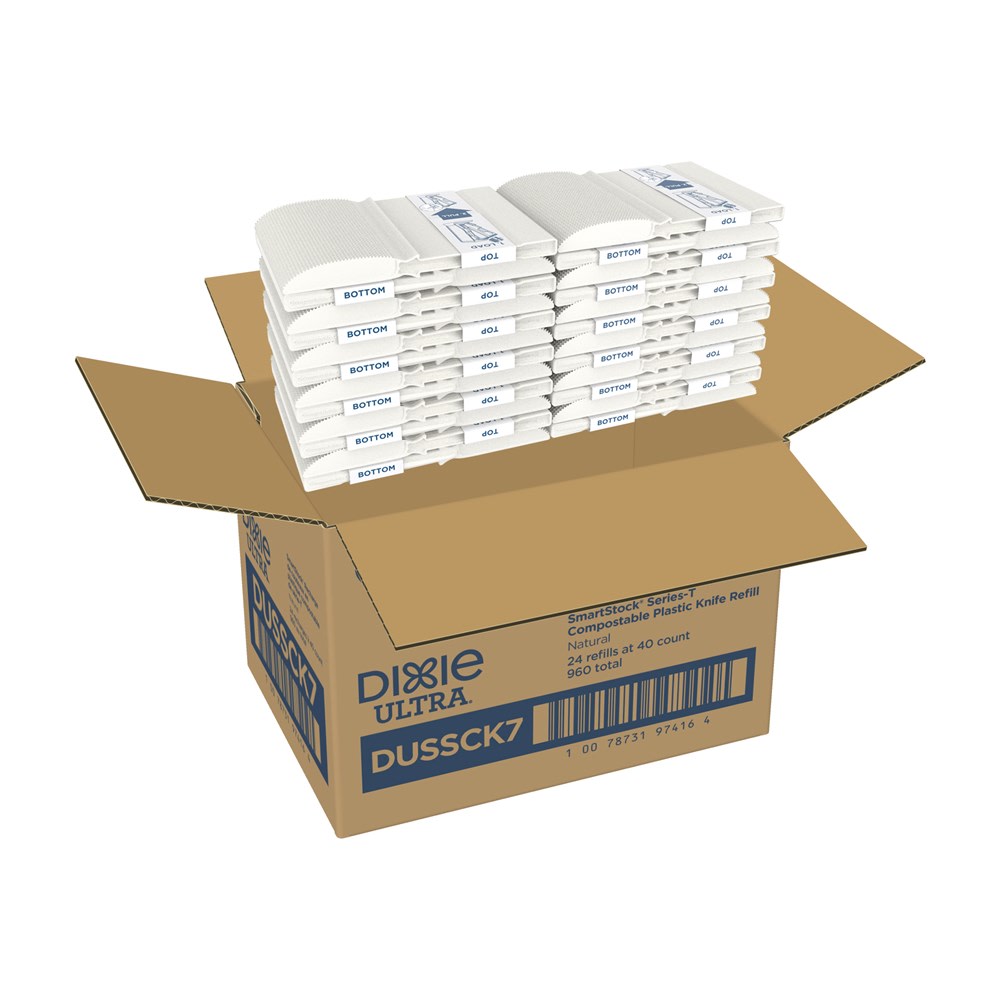 Dixie TriTower Compostable Knives, White, Box Of 40 Knives, Case Of 24 Boxes