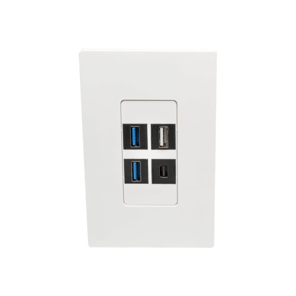 Tripp Lite Single-Gang 4-Port Wall Plate Keystone Cat5/6 USB HDMI Dport RCA - Faceplate - white - 1-gang - 4 ports - TAA Compliant