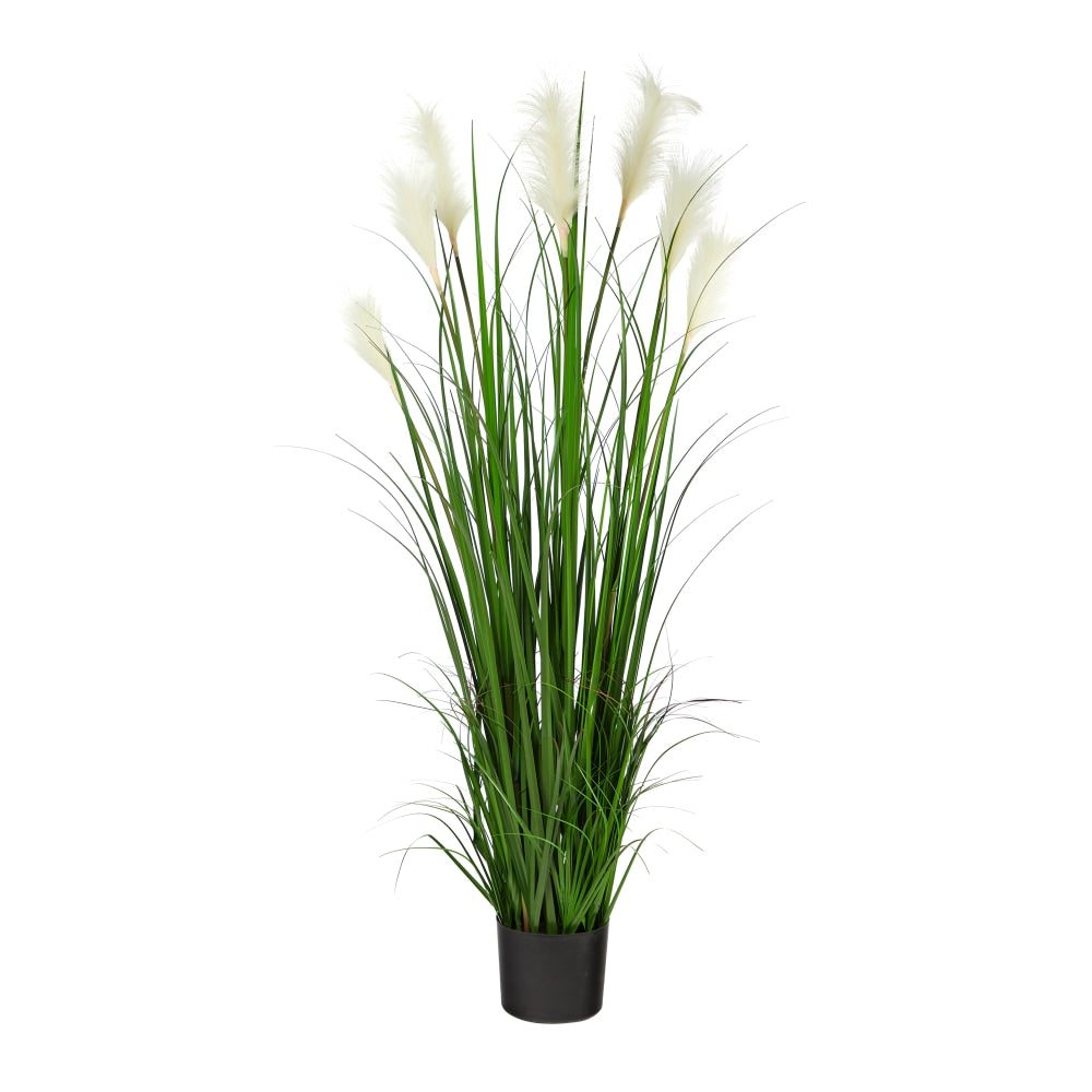 Nearly Natural Plume Grass 54inH Artificial Plant With Planter, 54inH x 27inW x 27inD, Green/Black