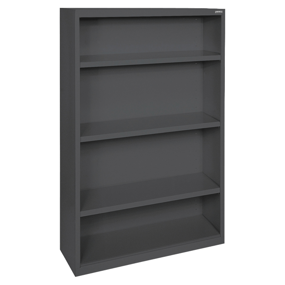 Lorell Fortress Series Steel Modular Shelving Bookcase, 4-Shelf, 60inH x 34-1/2inW x 13inD, Black