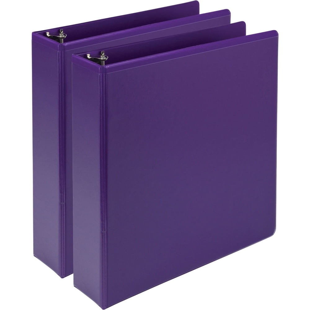 Samsill Presentation View 3-Ring Binder, 2in Round Rings, Purple, Pack Of 2