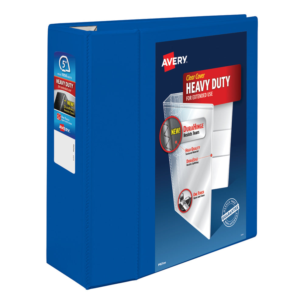 Avery Heavy-Duty View 3-Ring Binder With Locking One-Touch EZD Rings, 5in D-Rings, 38% Recycled, Pacific Blue