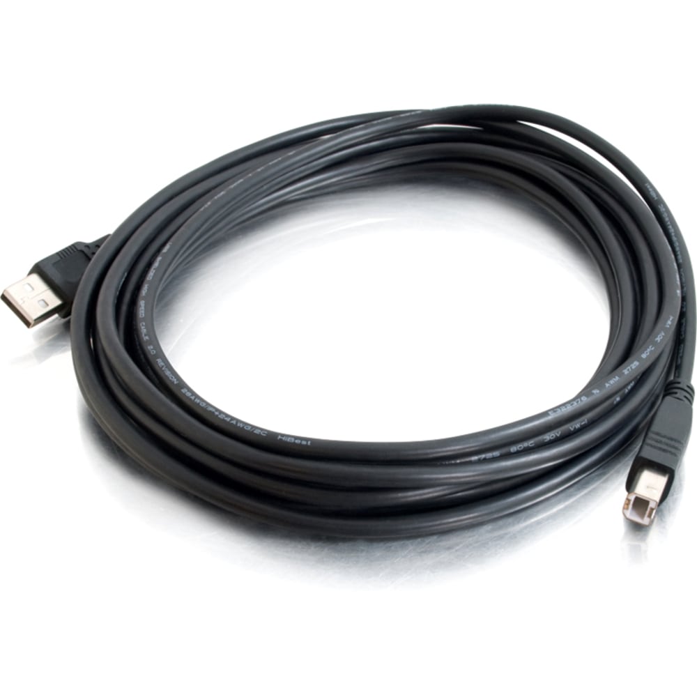 C2G 6.6ft USB A to USB B Cable - USB A to B Cable - USB 2.0 - Black - M/M - Type A USB - Type B USB - 6ft - Black