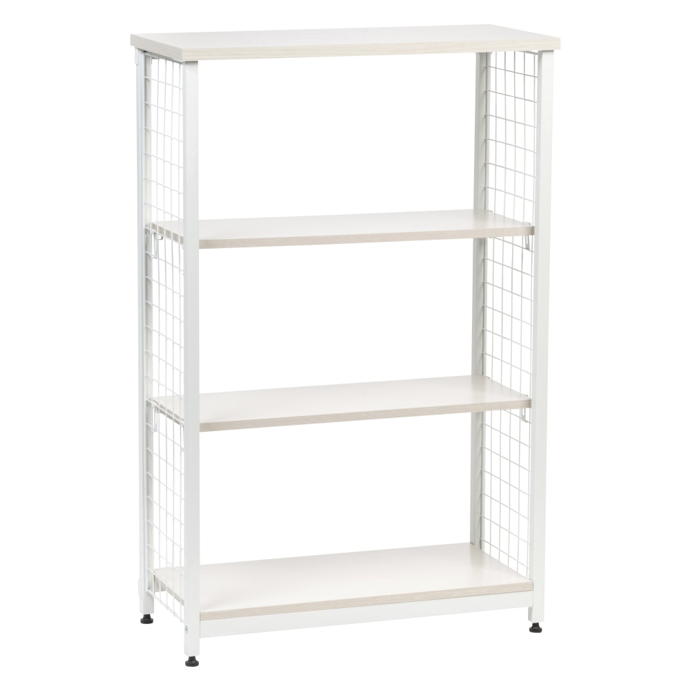 IRIS 48inH 3-Tier Mesh Open-Shelf, Off White