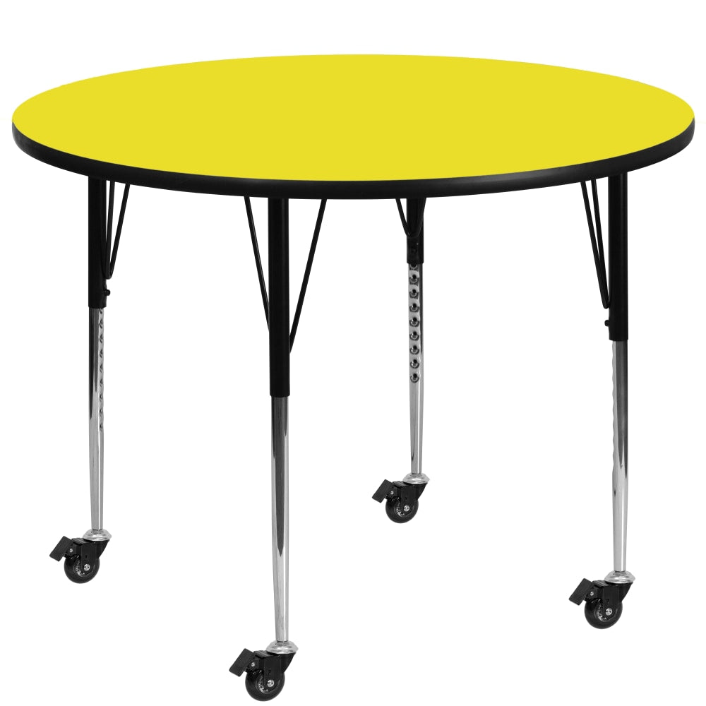 Flash Furniture Mobile 48in Round HP Laminate Activity Table With Standard Height-Adjustable Legs, Yellow