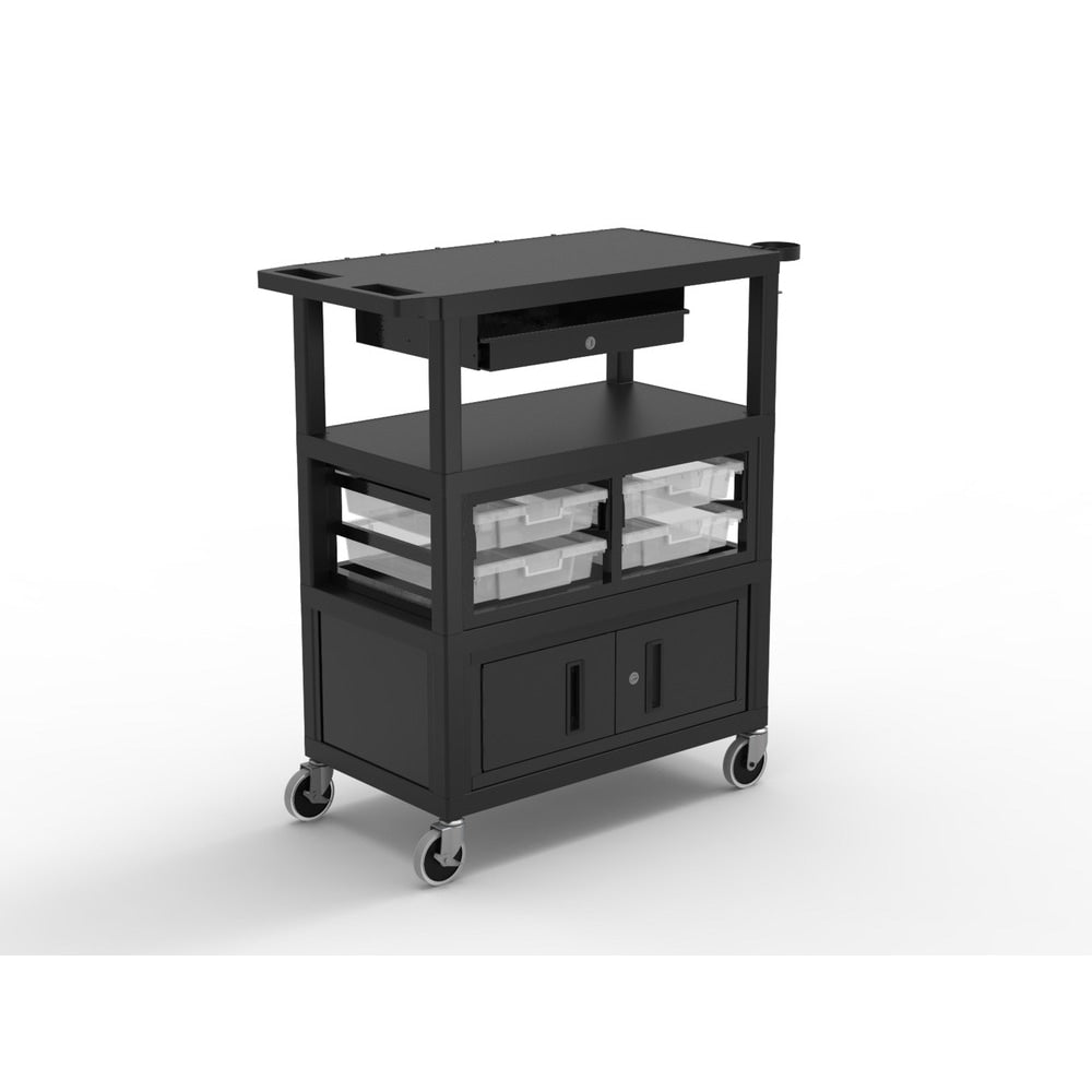 Luxor Deluxe Teacher Cart, 35-5/8inH x 35-5/8inW x 18-1/4inD, Black