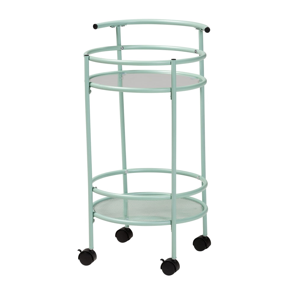 Baxton Studio Newell Mid-Century Modern 2-Tier Kitchen Cart, 28-5/16in x 17-1/2in, Mint Green