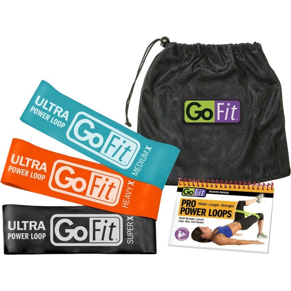 GoFit Ultra Power Loops - Teal, Orange, Black