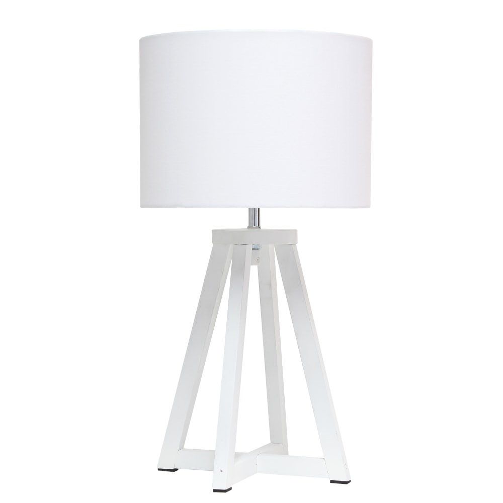 Simple Designs Interlocked Triangular Table Lamp, 19-1/8inH, White Shade/White Base