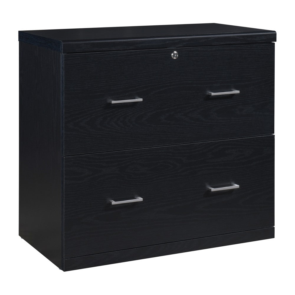 Office Star Alpine 30inW x 17inD Lateral 2-Drawer File Cabinet With Lockdowel Fastening System, Black