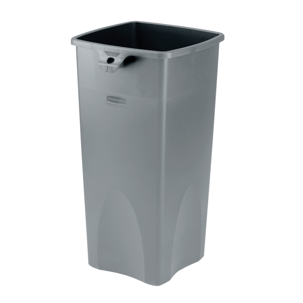 Rubbermaid Square Plastic Trash Container, 23 Gallons, 31inH x 15-1/2inW x 16-1/2inD, Gray