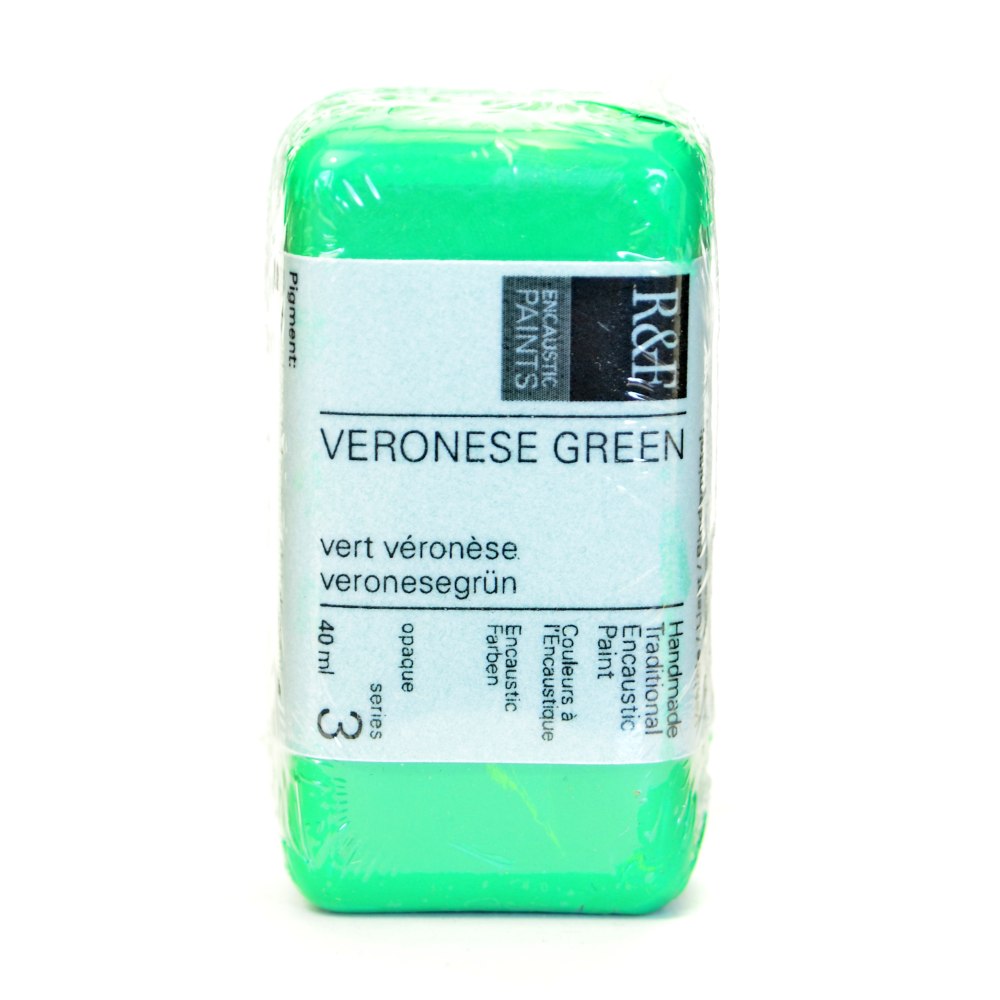 R & F Handmade Paints Encaustic Paint Cake, 40 mL, Veronese Green