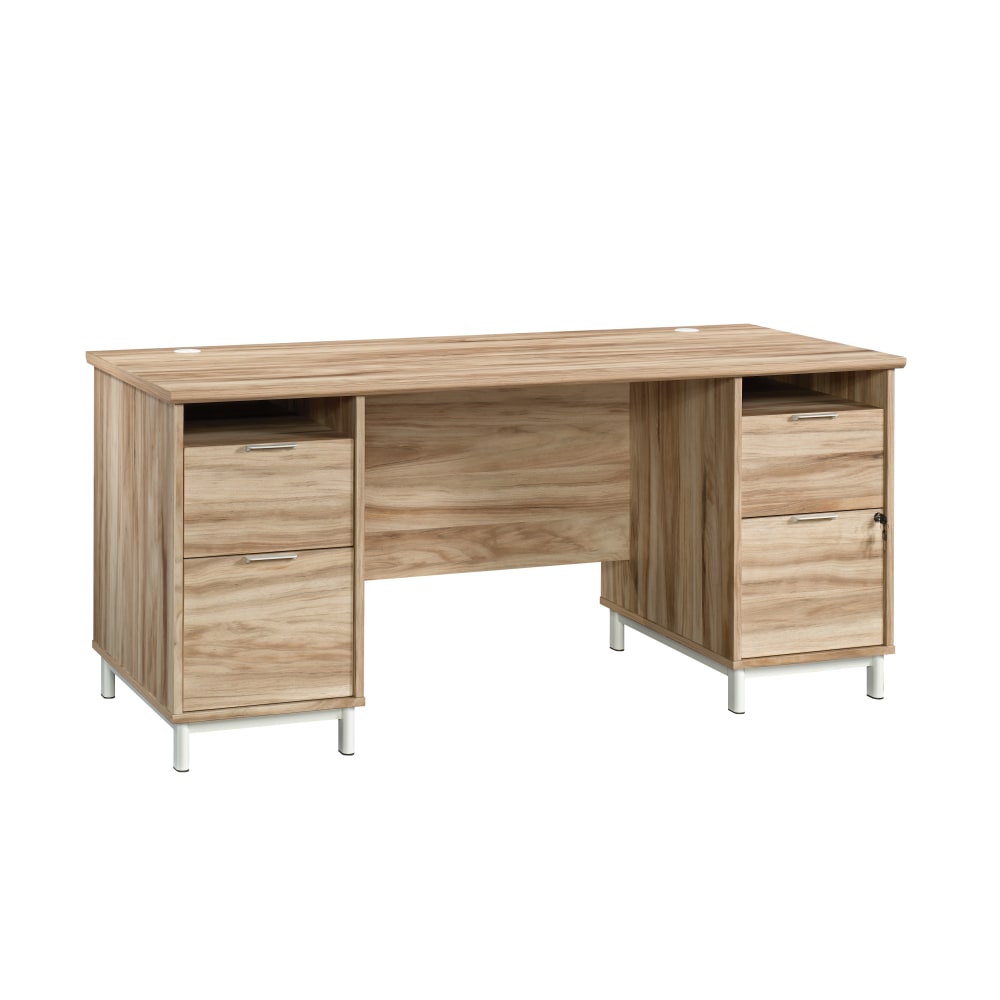 Sauder Portage Park 66inW Commercial Double-Pedestal Executive Computer Desk, Kiln Acacia