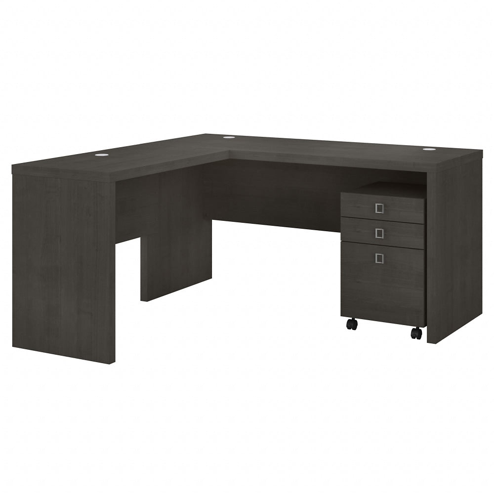 Bush Business Furniture Echo 60inW L-Shaped Corner Desk With Mobile File Cabinet, Charcoal Maple, Standard Delivery