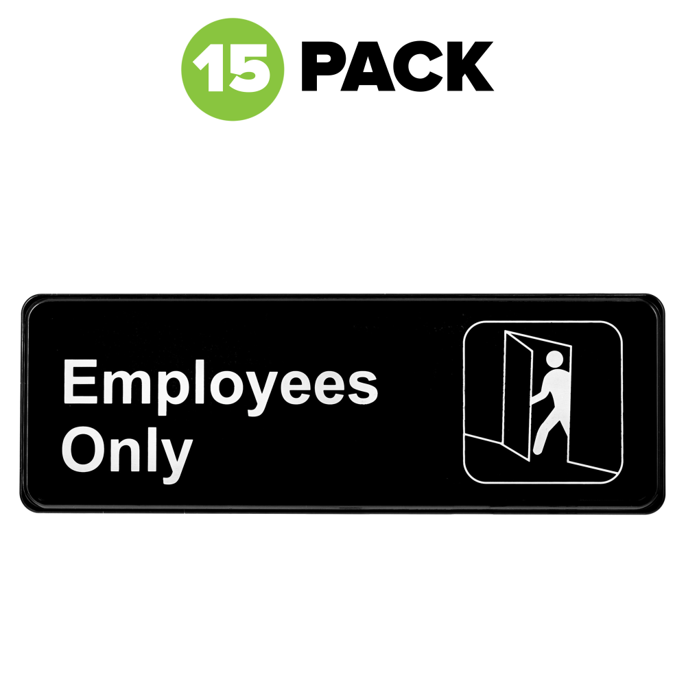 Alpine Employees Only Signs, 3in x 9in, Black/White, Pack Of 15 Signs