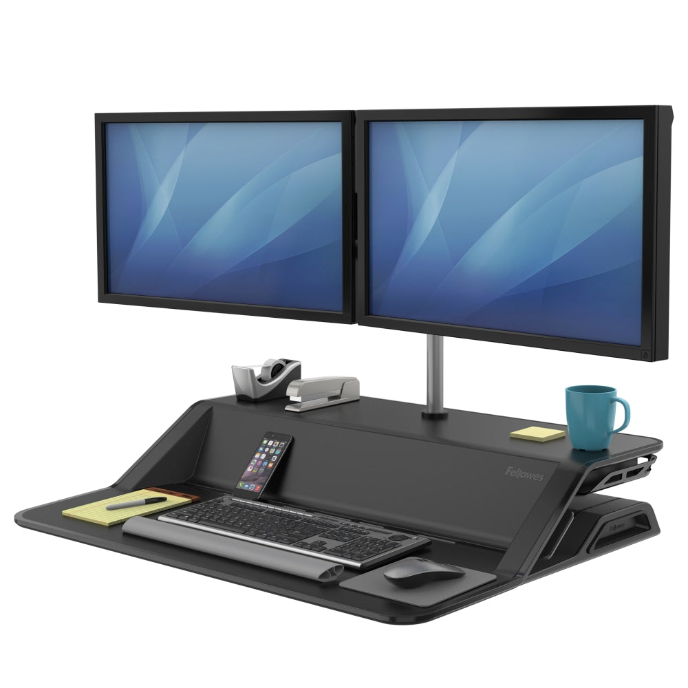 Fellowes Lotus Fully Assembled Effortless Adjustable Sit-Stand Workstation, 32.75in W x 24.25inD, Black