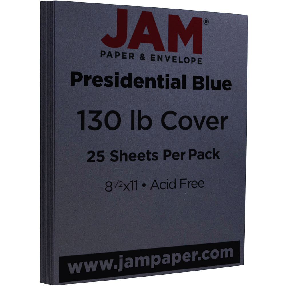 JAM Paper Card Stock, Navy Blue, Letter (8.5in x 11in), 130 Lb, Pack Of 25