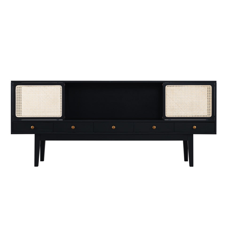 SEI Furniture Holly & Martin Simms Media Console For 68inW Flat-Screen TVs, 29-3/4inH x 70inW x 17inD, Black/Natural