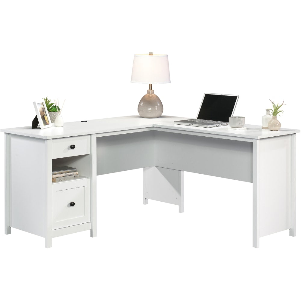 Sauder County Line 61inW L-Shaped Office Computer Desk With File Drawer, Soft White