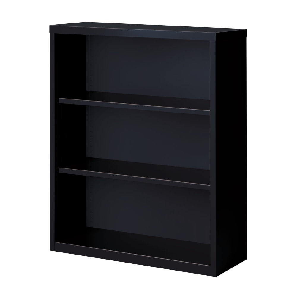 Hirsh 42inH 3-Shelf Metal Bookcase, Black