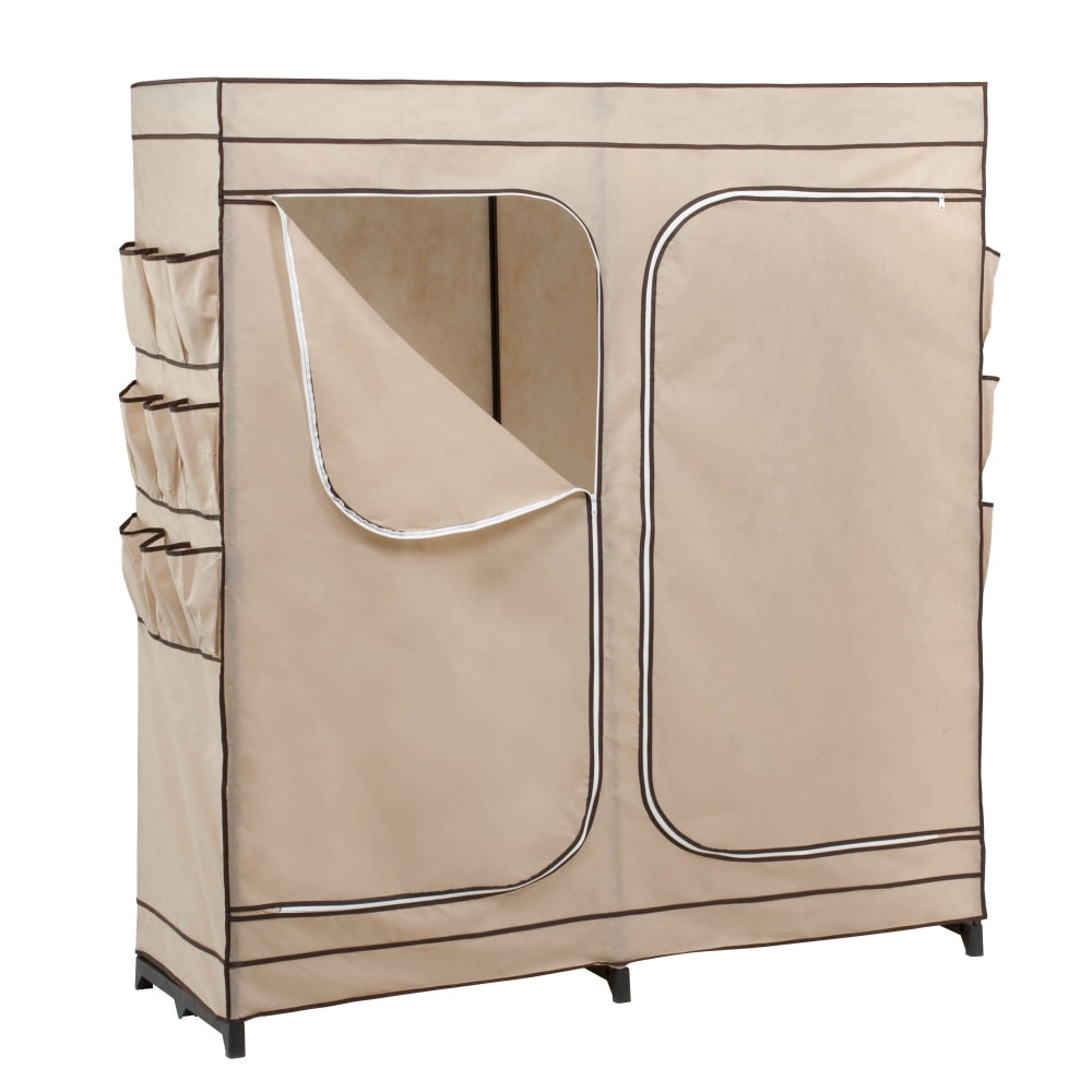 Honey-Can-Do Portable Cloth Wardrobe, 64inH x 60inW x 19 3/4inD, Khaki