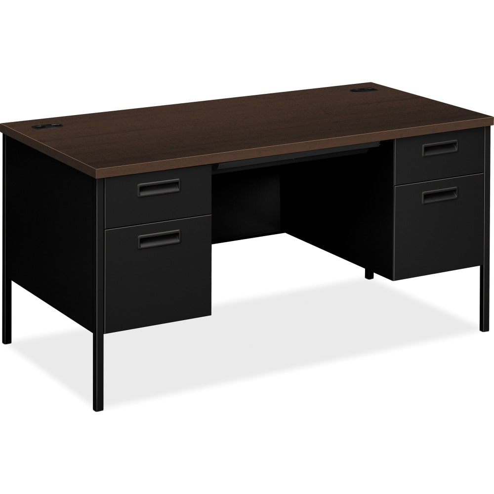 HON Metro 60inW Classic Double-Pedestal Computer Desk, Mocha/Black