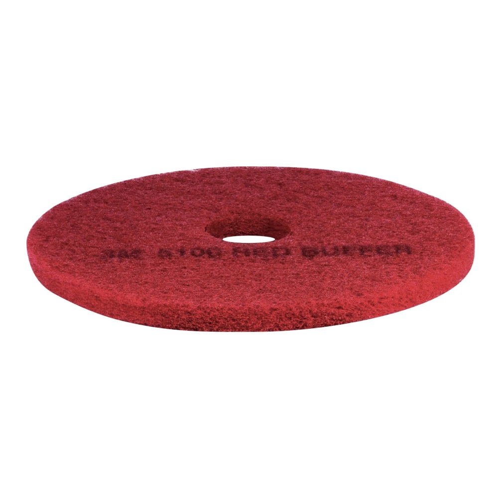 3M 5100 Buffer Pads, 18in, Red, Case Of 5 Pads